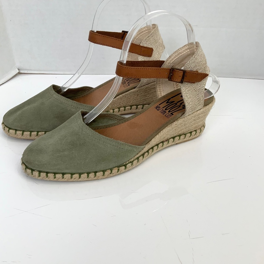 Miz Mooz EU 40/US 9 Malena Sage Green Suede Espadrille Wedges Ankle Strap